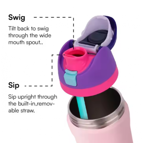 Two-Toned 24oz. Stainless Steel Straw Bottle 